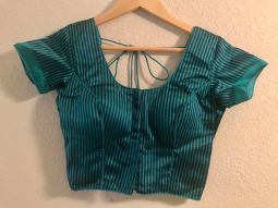 Blouse or Choli Dark green with stripes